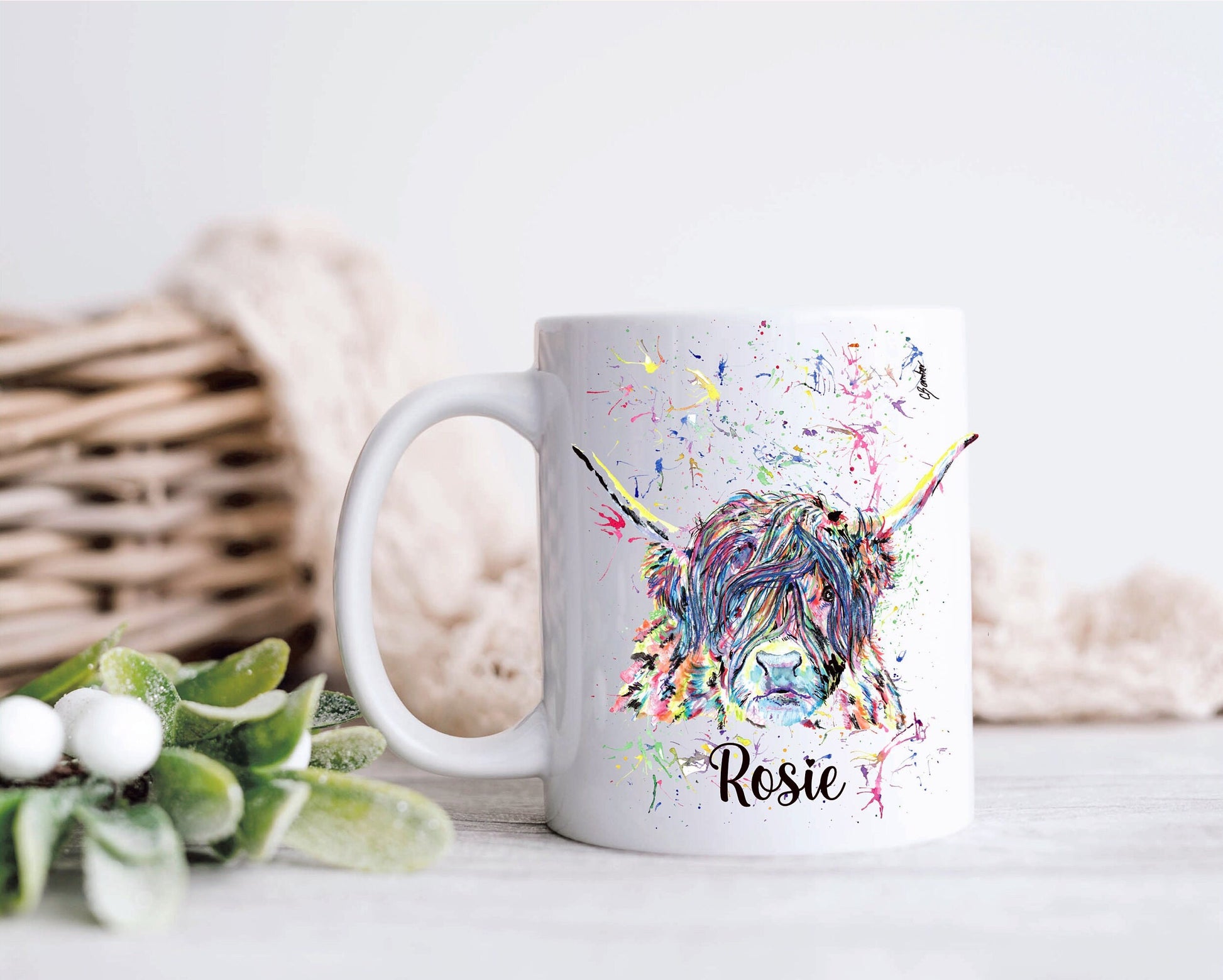 Personalised Highland Cow Mug, Highland Cow Cushion Gift, Personalised Highland Cow Cushion Gift, Friend Gift, Highland Cow Mug