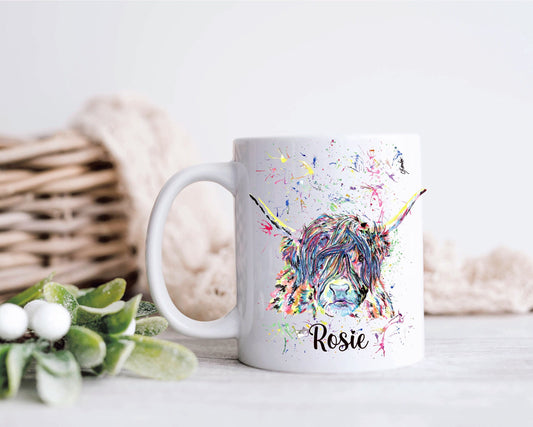 Personalised Highland Cow Mug, Highland Cow Cushion Gift, Personalised Highland Cow Cushion Gift, Friend Gift, Highland Cow Mug