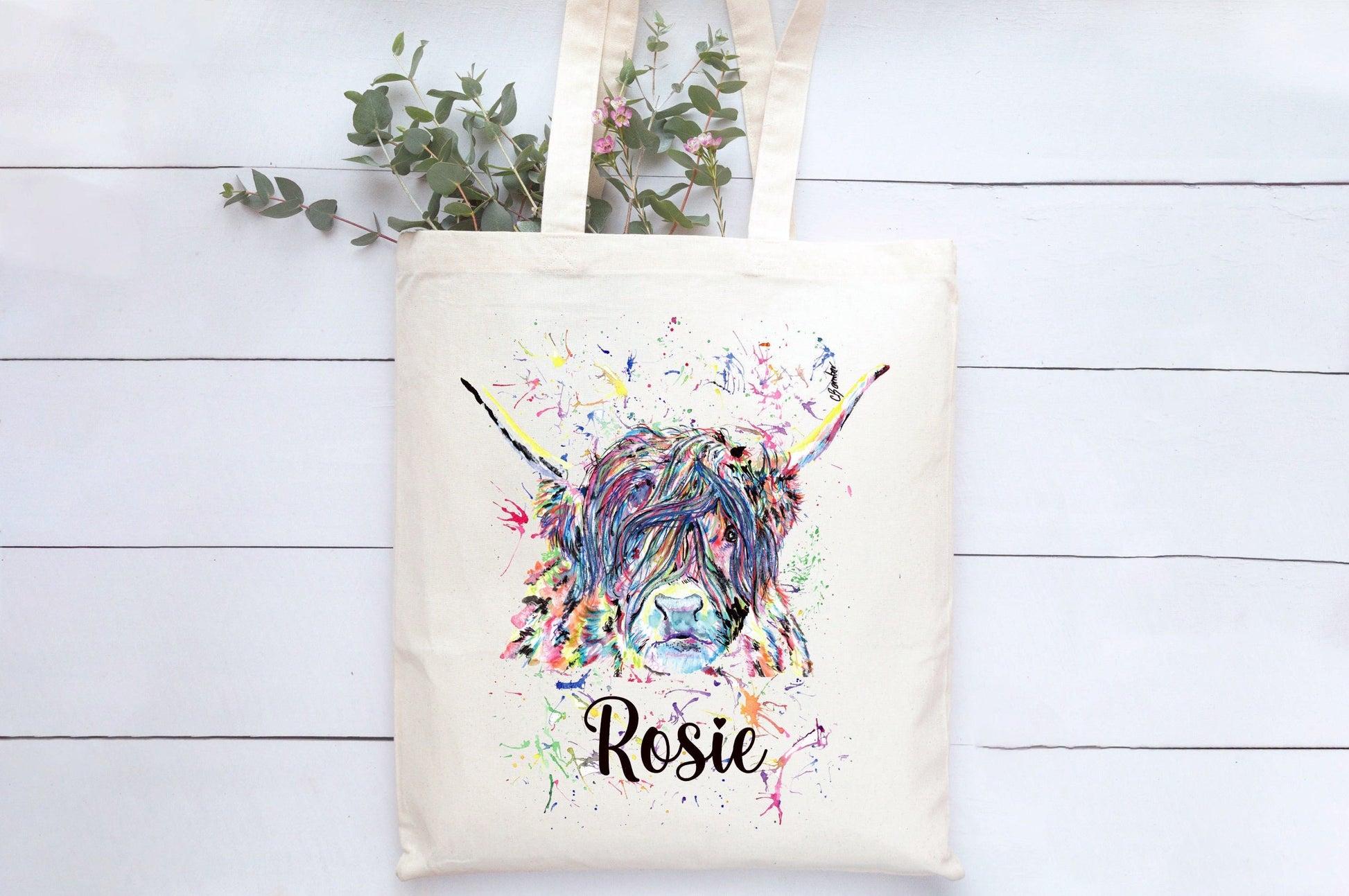 Personalised Highland Cow tote Bag, Personalised Highland Cow Cushion, Personalised Highland Cow Gift, Friend Gift, Highland Cow Mug