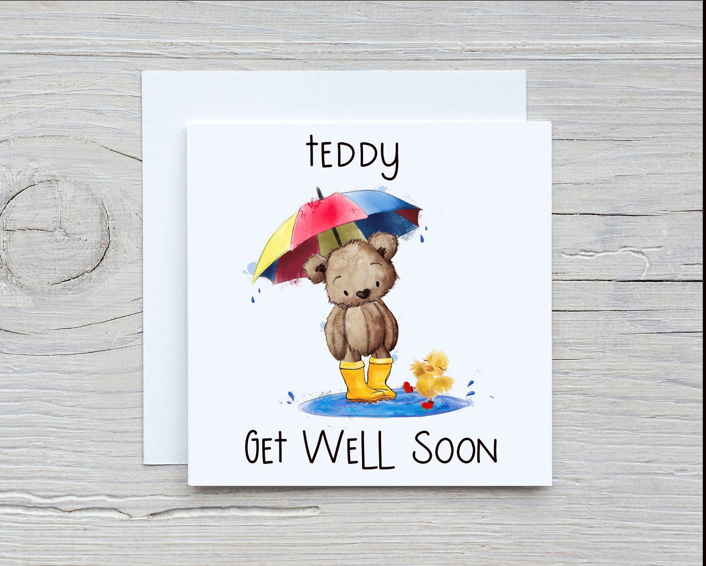 Personalised Get Well Soon Card, Teddy Bear Get Well Soon Card