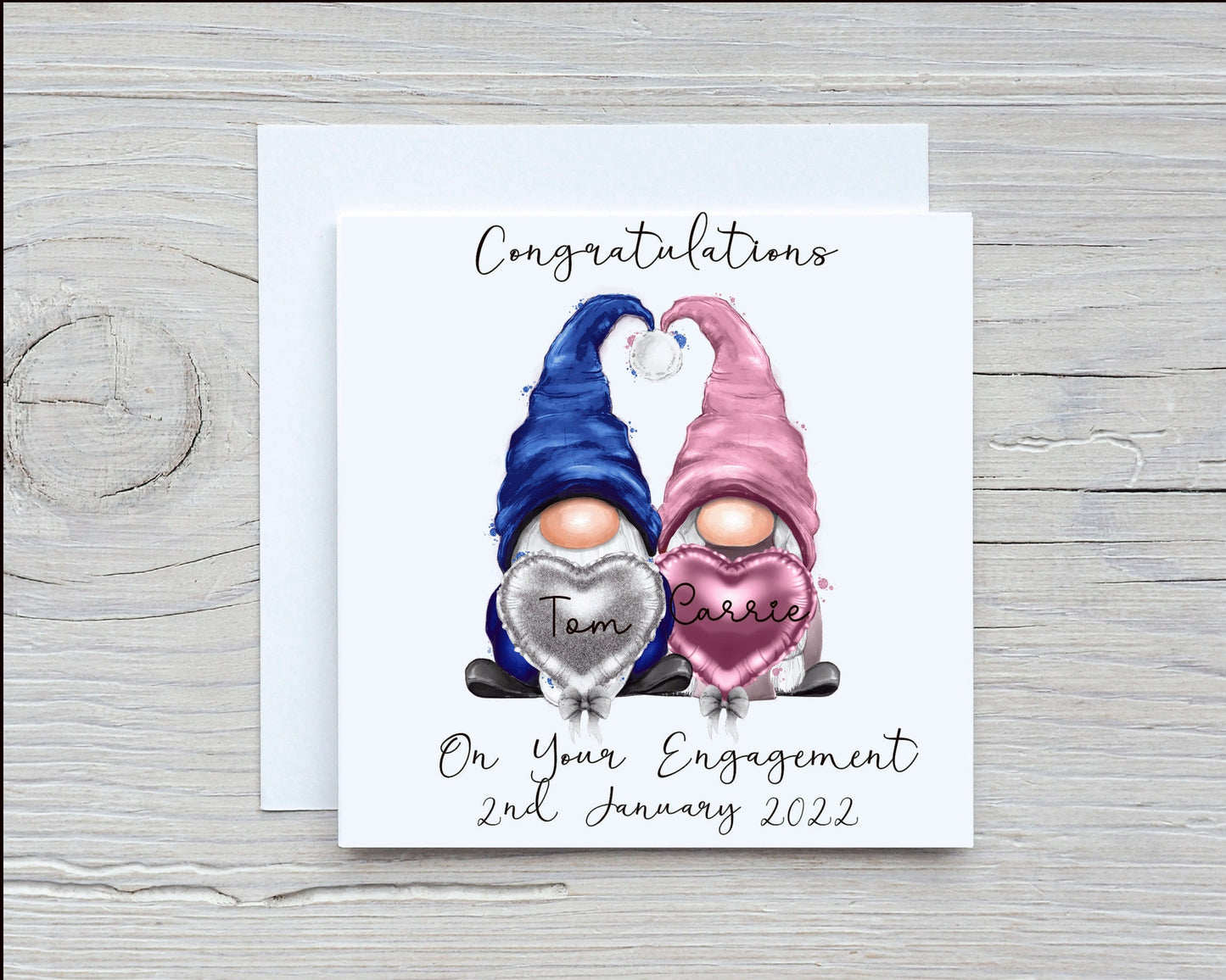 Engagement Card, Gonk Personalised Engagement Card, Congratulations Special Couple Engagement Card, Gonk, Gnome Personalised Engagement Card