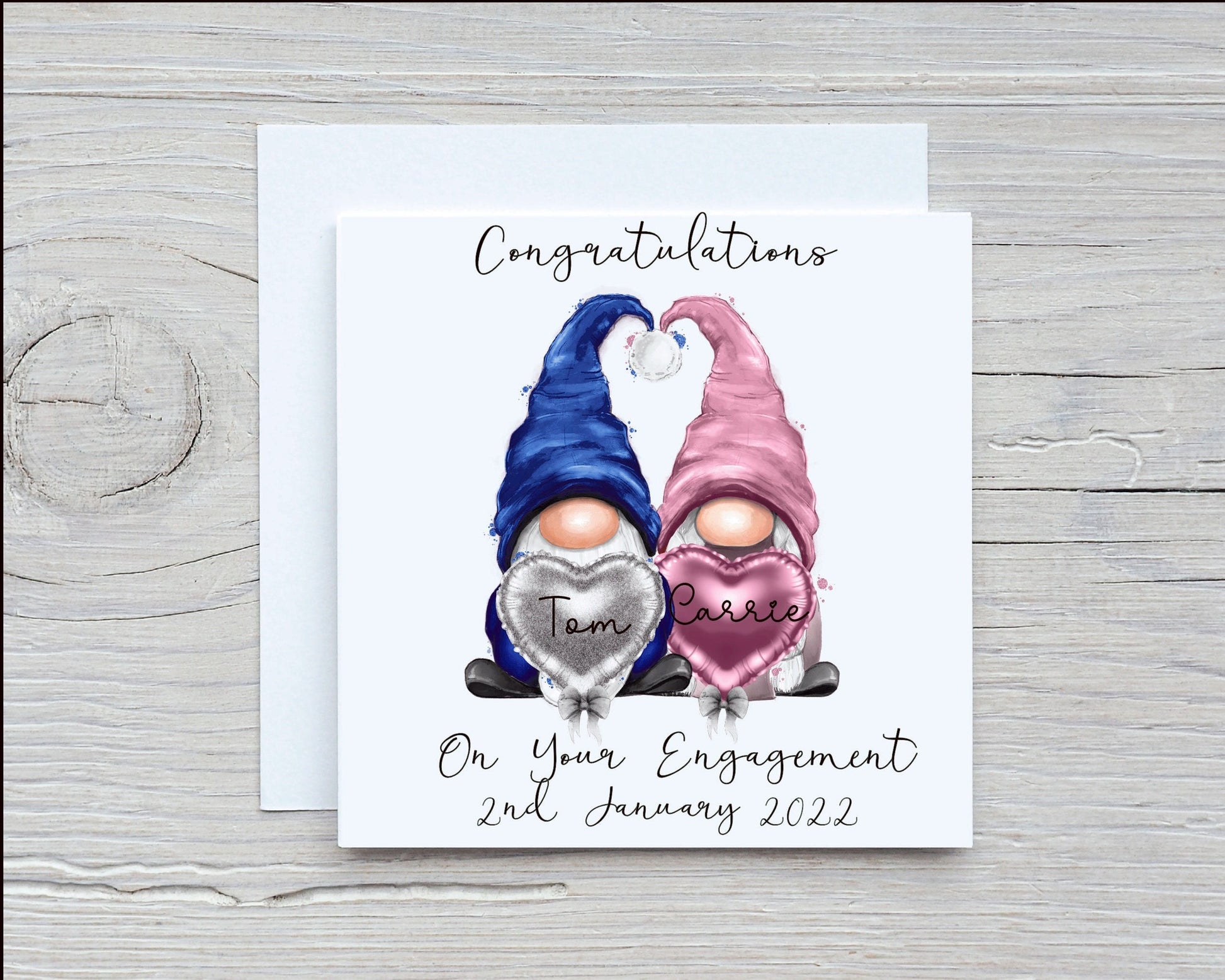Engagement Card, Gonk Personalised Engagement Card, Congratulations Special Couple Engagement Card, Gonk, Gnome Personalised Engagement Card