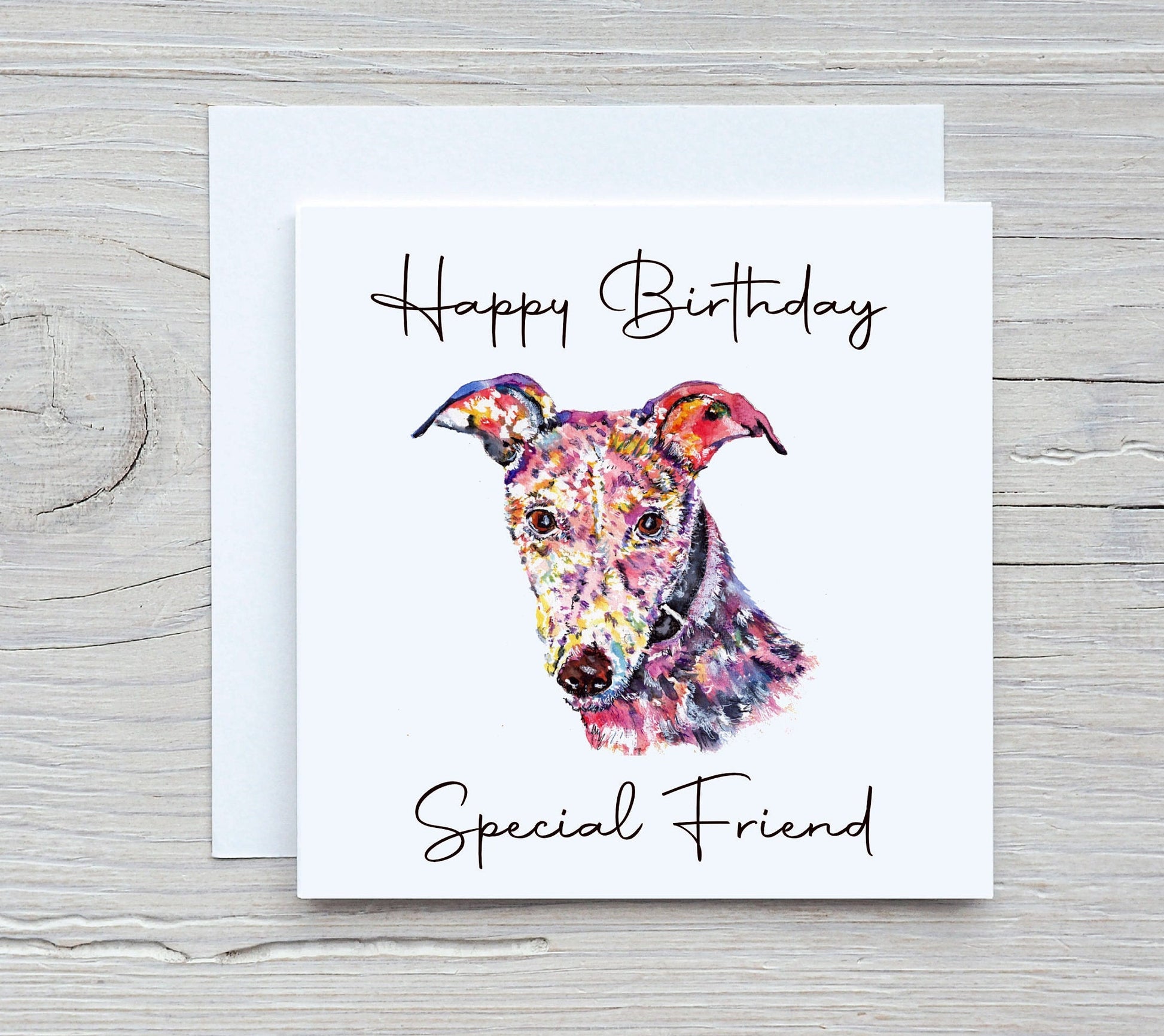 Personalised Lurcher Card, Lurcher Birthday Card, Personalised Greeting Card, Special Friend Birthday Card