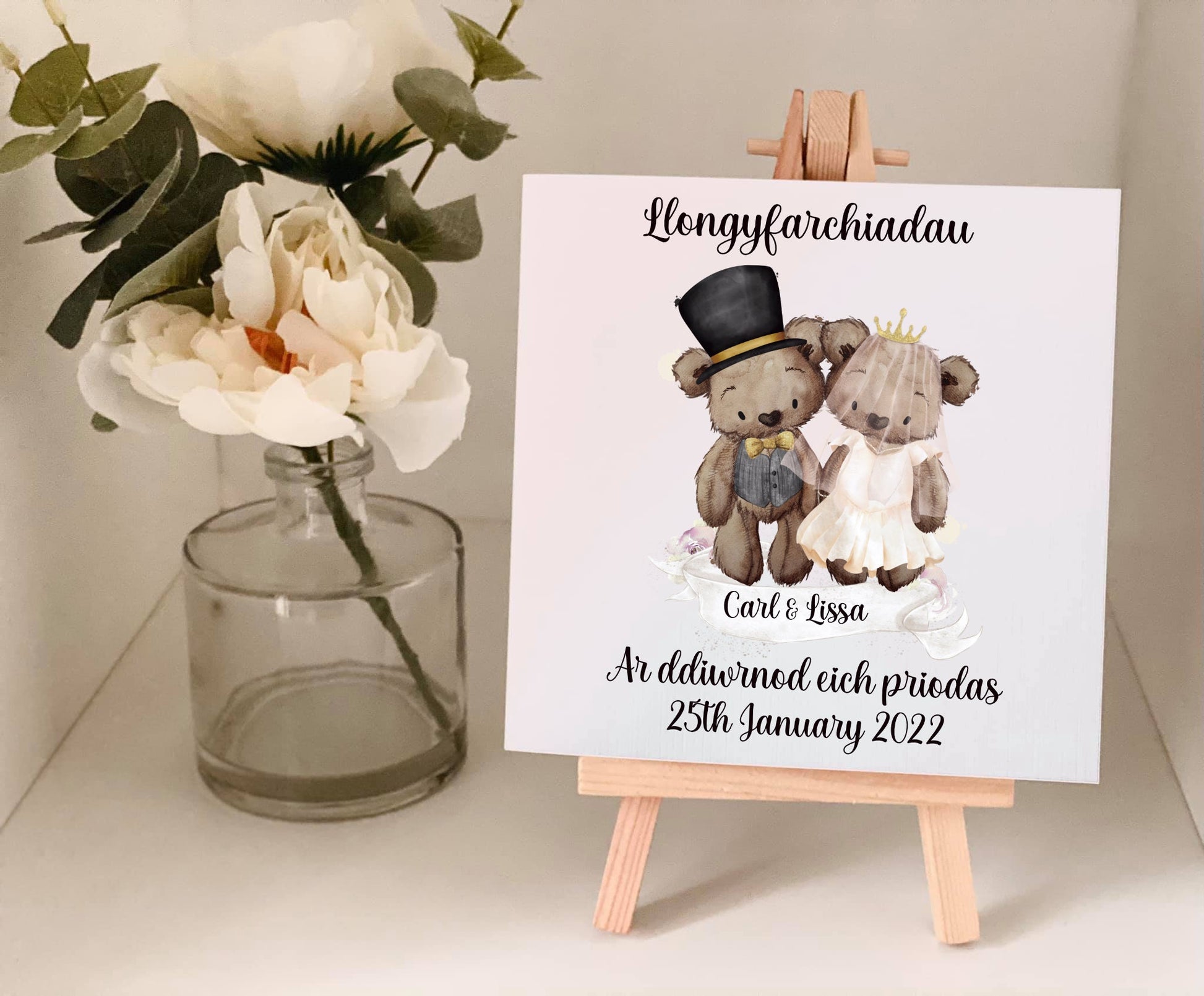 Llongyfarchiadau, Ar ddiwrnod eich priodas, Welsh Wedding Day Card For Newlyweds, Wedding Day Card, Personalised Card