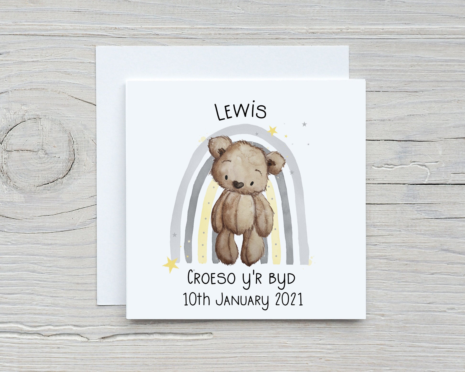 Carden Cymraeg, New Baby, Welsh New Baby Card, Croeso y'r byd, Congratulations New Baby Gift, Cerdyn personol Baban Newydd