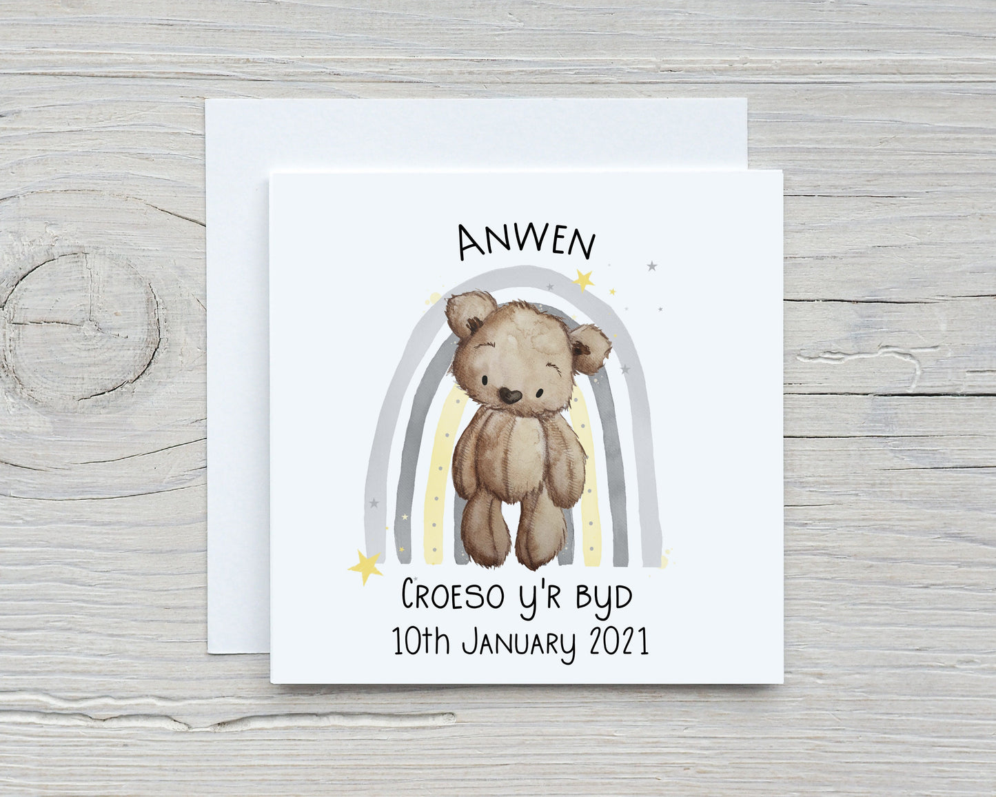 Carden Cymraeg, New Baby, Welsh New Baby Card, Croeso y'r byd, Congratulations New Baby Gift, Cerdyn personol Baban Newydd