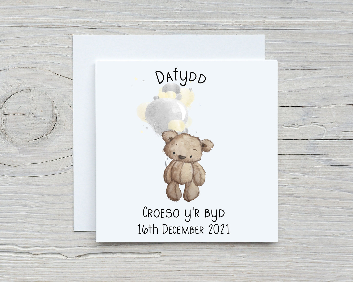 New Baby Card, Welsh New Baby Card, Croeso y'r byd, Congratulations New Baby Gift, Personalised New Baby Girl Card, New Baby Boy Card