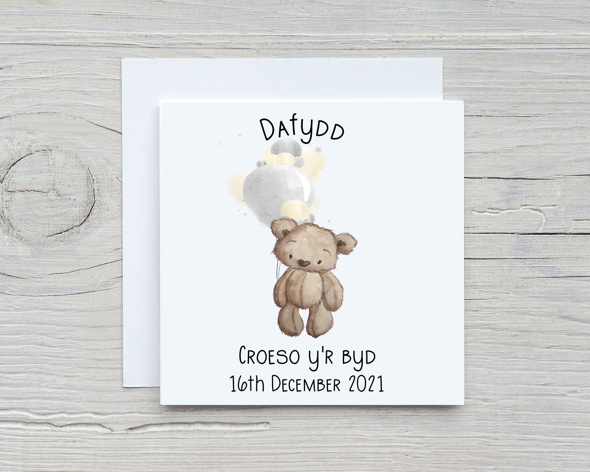 New Baby Card, Welsh New Baby Card, Croeso y'r byd, Congratulations New Baby Gift, Personalised New Baby Girl Card, New Baby Boy Card