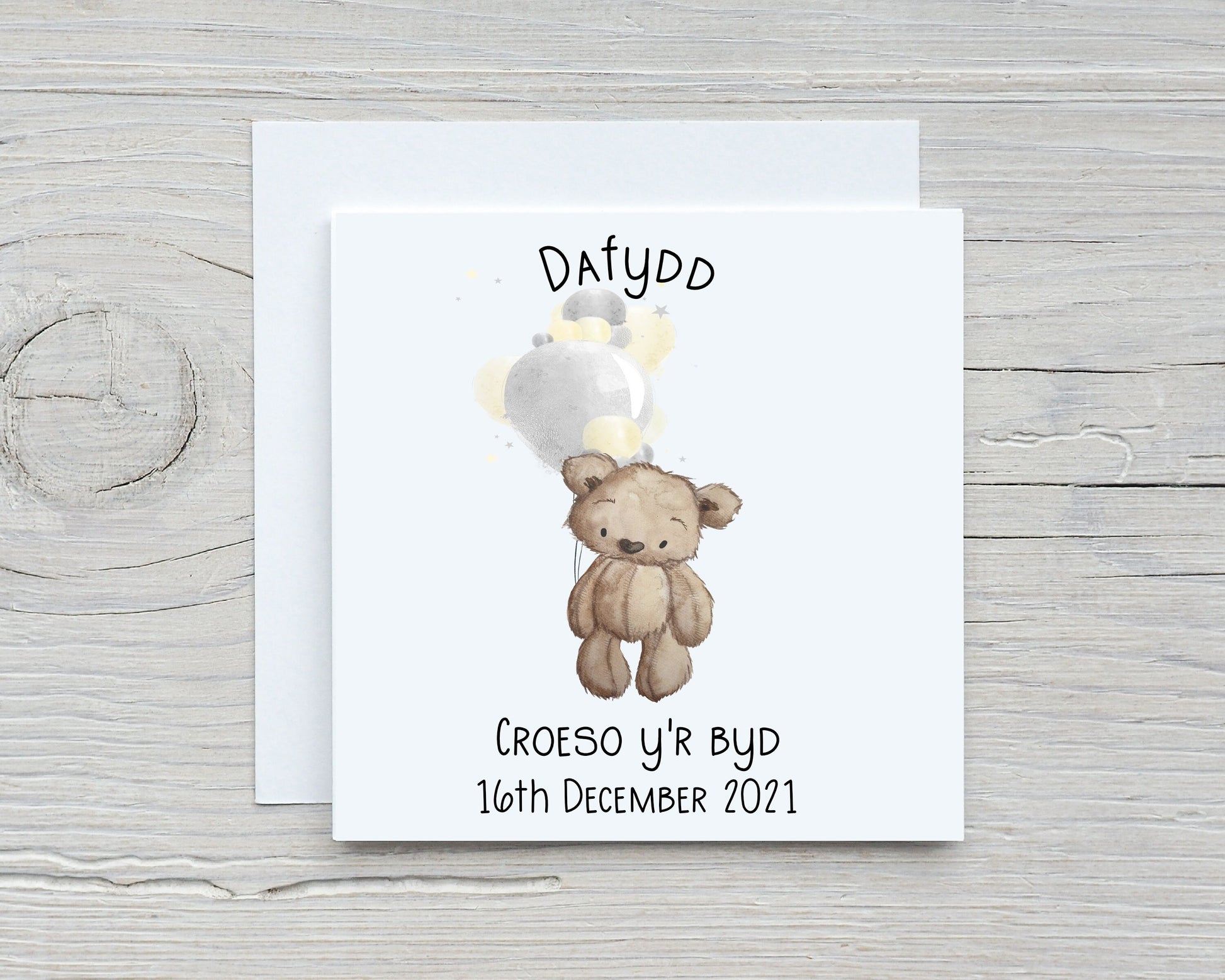 New Baby Card, Welsh New Baby Card, Croeso y'r byd, Congratulations New Baby Gift, Personalised New Baby Girl Card, New Baby Boy Card