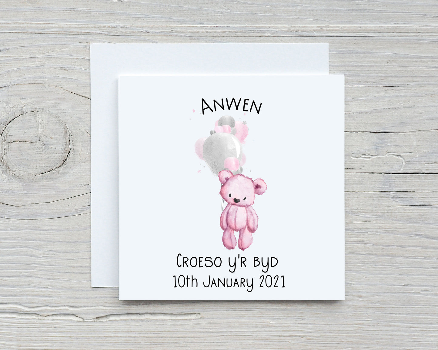 New Baby Card, Welsh New Baby Card, Croeso y'r byd, Congratulations New Baby Gift, Personalised New Baby Girl Card, New Baby Boy Card