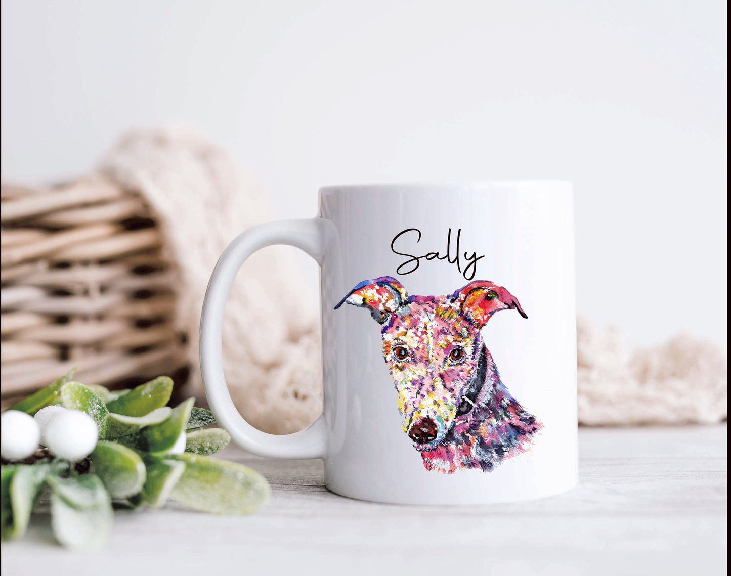 Lurcher Mug, Personalised Lurcher Dog Mug, Lurcher Gifts