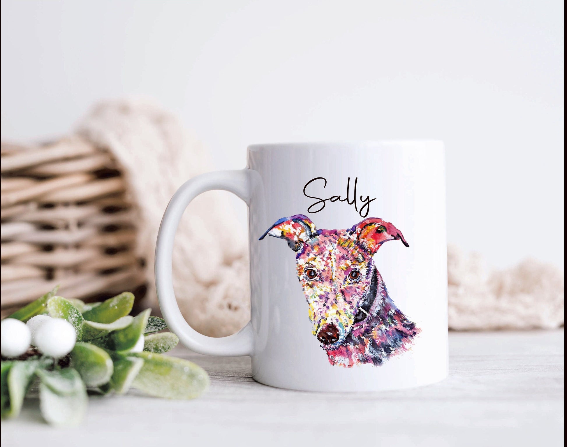 Lurcher Mug, Personalised Lurcher Dog Mug, Lurcher Gifts