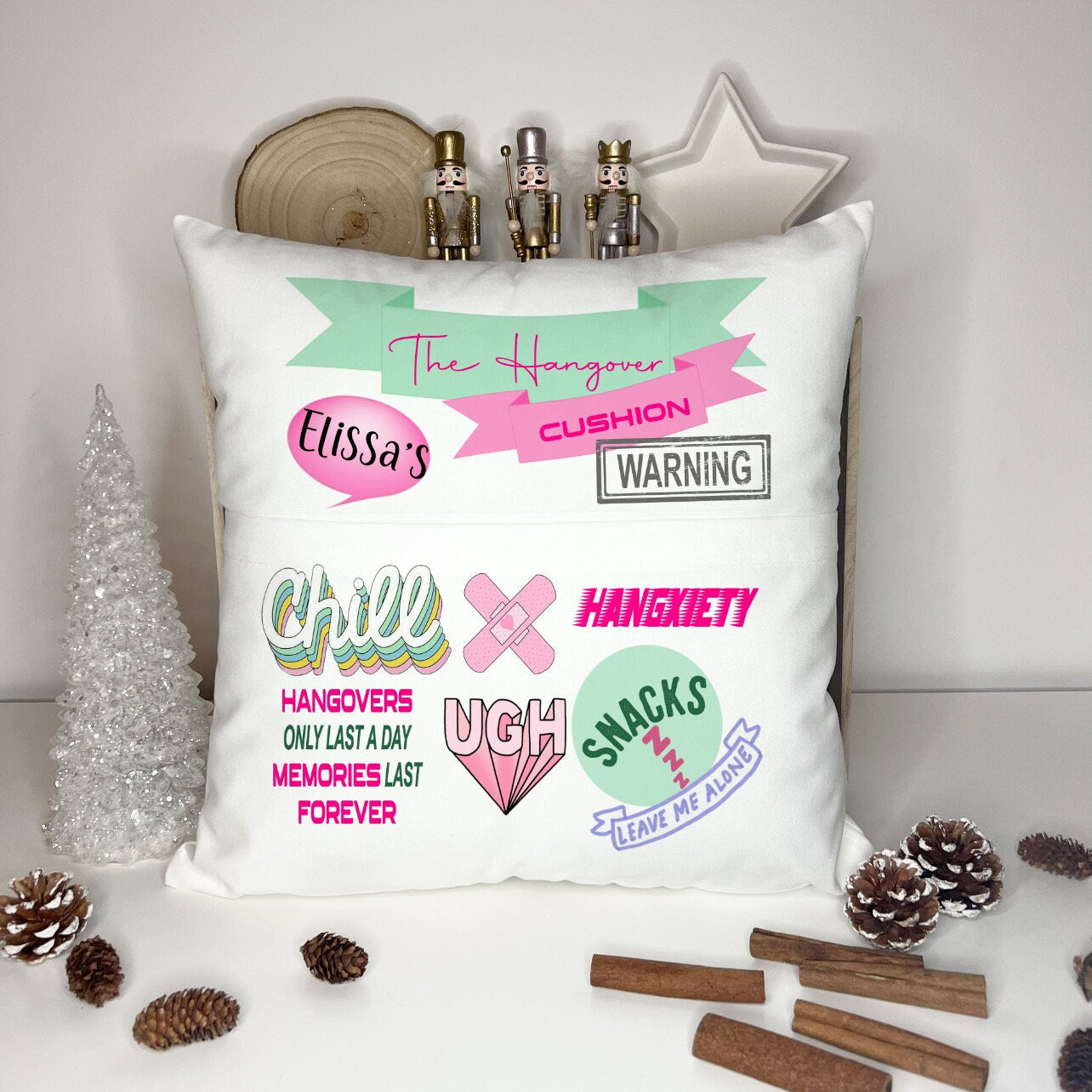 Hangover Cushion Gift, Personalised Hangover Pocket Cushion, Funny Gift Idea, 18th Birthday Gift For Her, Gift For Him, Coming Of Age
