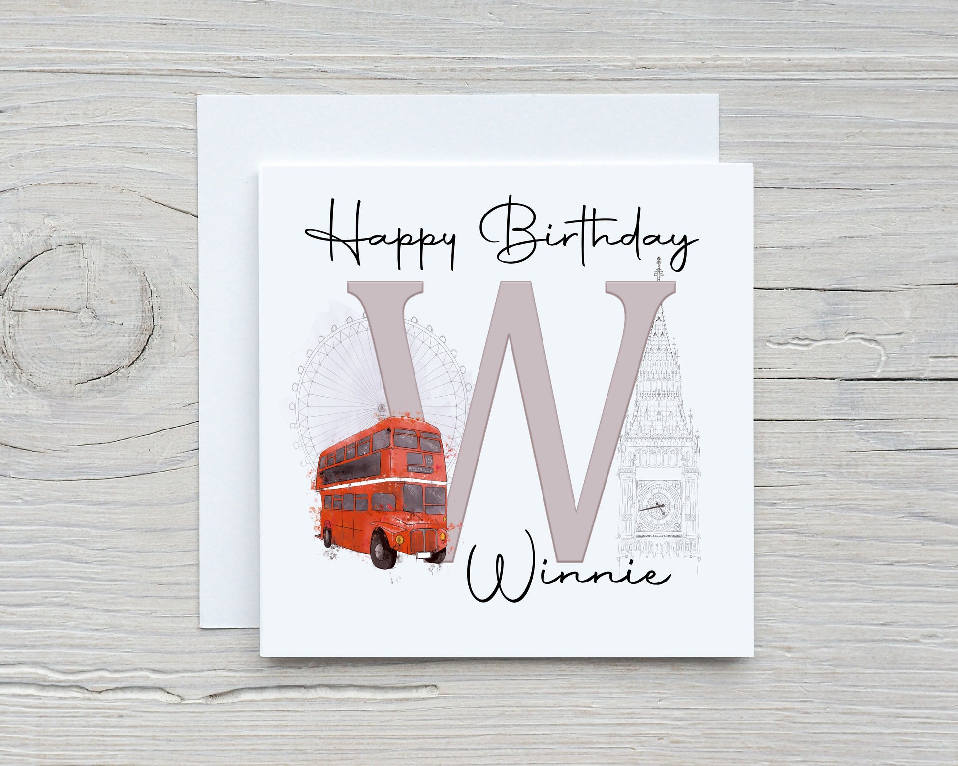 Personalised Birthday Card, London Bus Birthday Card, Big Ben Personalised Birthday Card, Special Friend Birthday Card