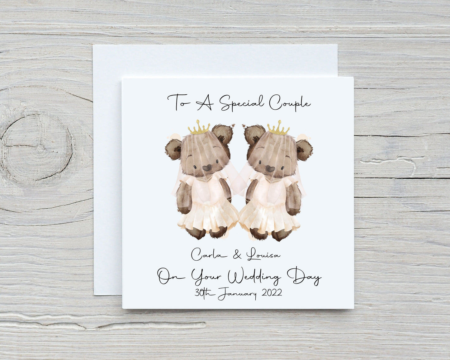 Personalised Lesbian Wedding Day Card, LGBQT Personalised Wedding Card, Wedding Day Bride & Bride Card