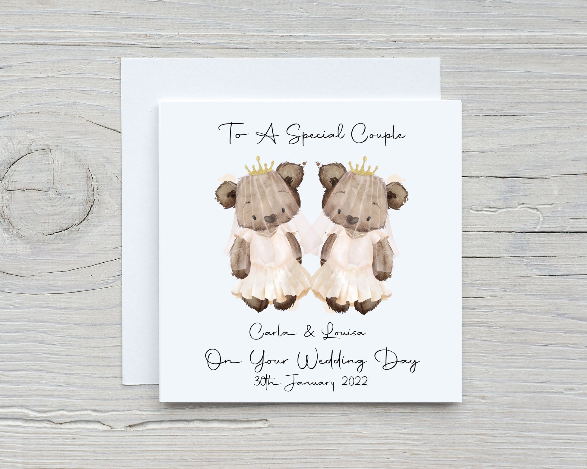Personalised Lesbian Wedding Day Card, LGBQT Personalised Wedding Card, Wedding Day Bride & Bride Card