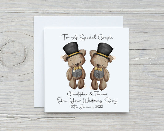 Personalised Gay Wedding Day Card, LGBQT+ Personalised Wedding Card, Wedding Day Groom & Groom Card, Mr And Mr Wedding Card
