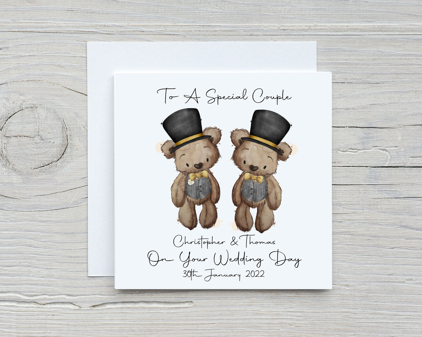 Personalised Gay Wedding Day Card, LGBQT+ Personalised Wedding Card, Wedding Day Groom & Groom Card, Mr And Mr Wedding Card