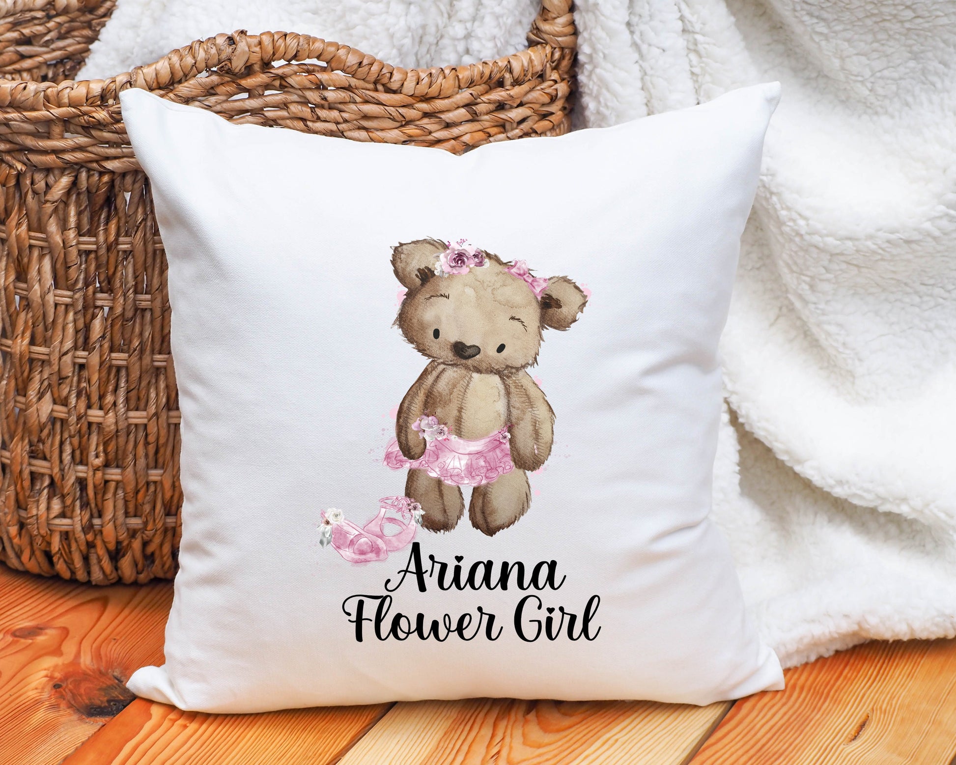Page Boy Gift, Personalised Page Boy Cushion Gift, Flower Girl Gift, Personalised Flower Girl Cushion Gift, Flower Girl Teddy Cushion Gift