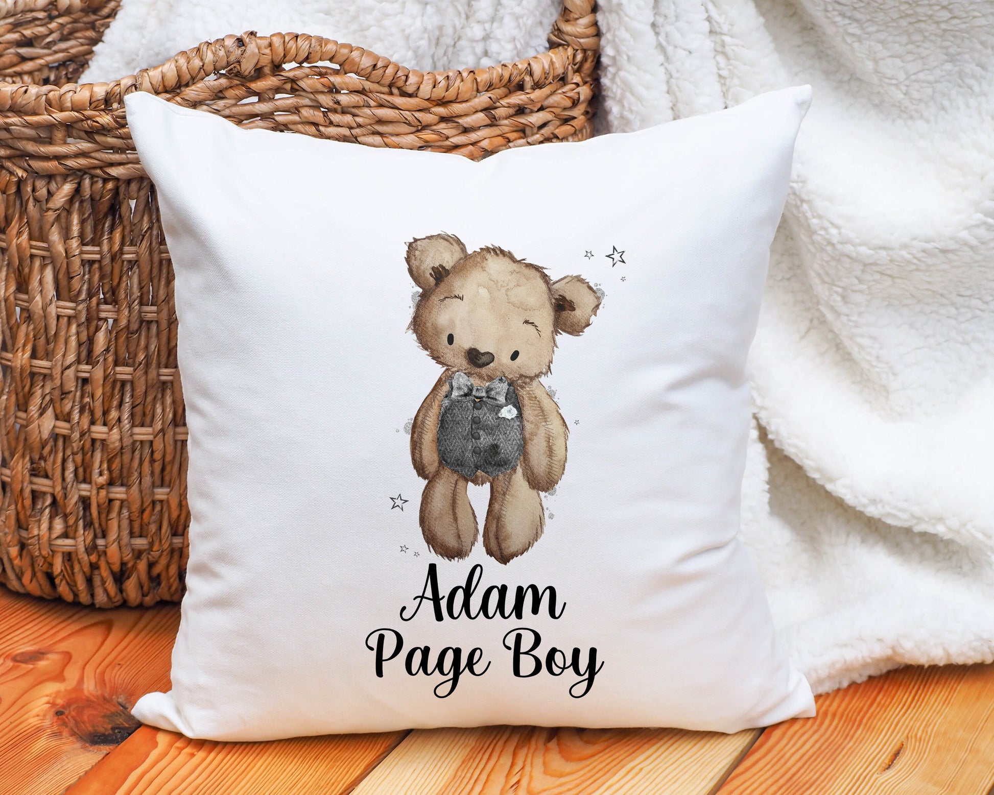 Page Boy Gift, Personalised Page Boy Cushion Gift, Flower Girl Gift, Personalised Flower Girl Cushion Gift, Flower Girl Teddy Cushion Gift