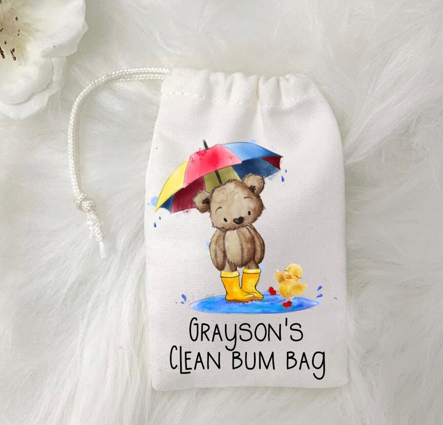 Personalised Changing Bag, Nappy Bag, Clean Bum Bag, Personalised Draw String Bag