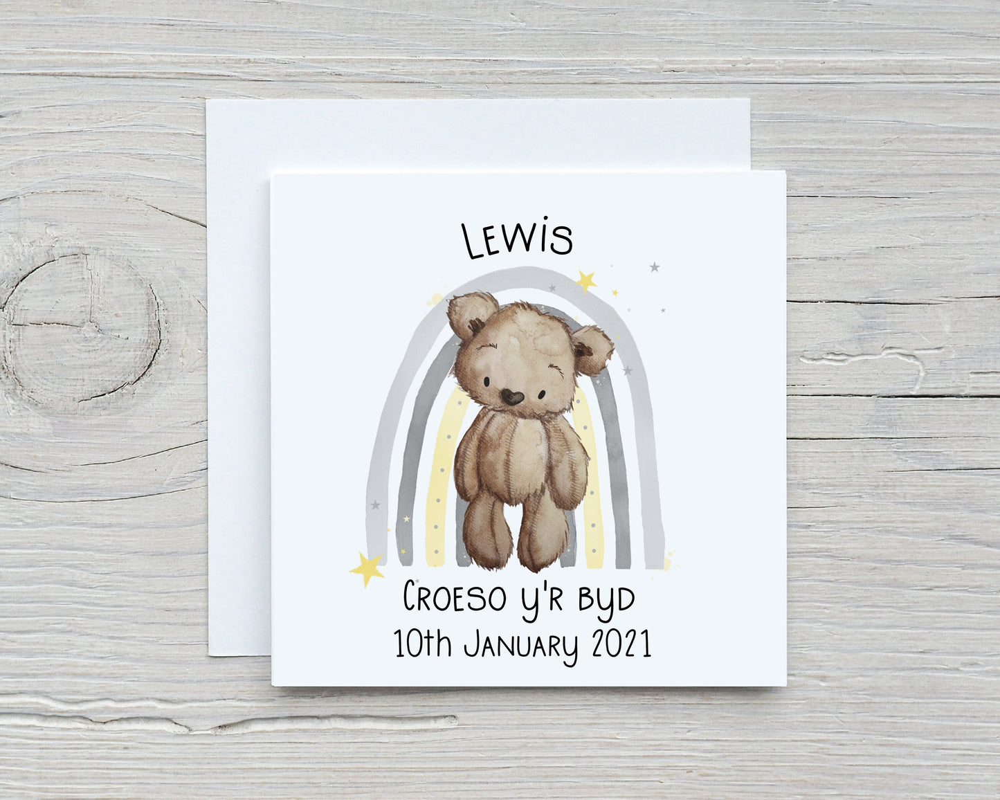 Carden Cymraeg, New Baby, Welsh New Baby Card, Croeso y'r byd, Congratulations New Baby Gift, Cerdyn personol Baban Newydd