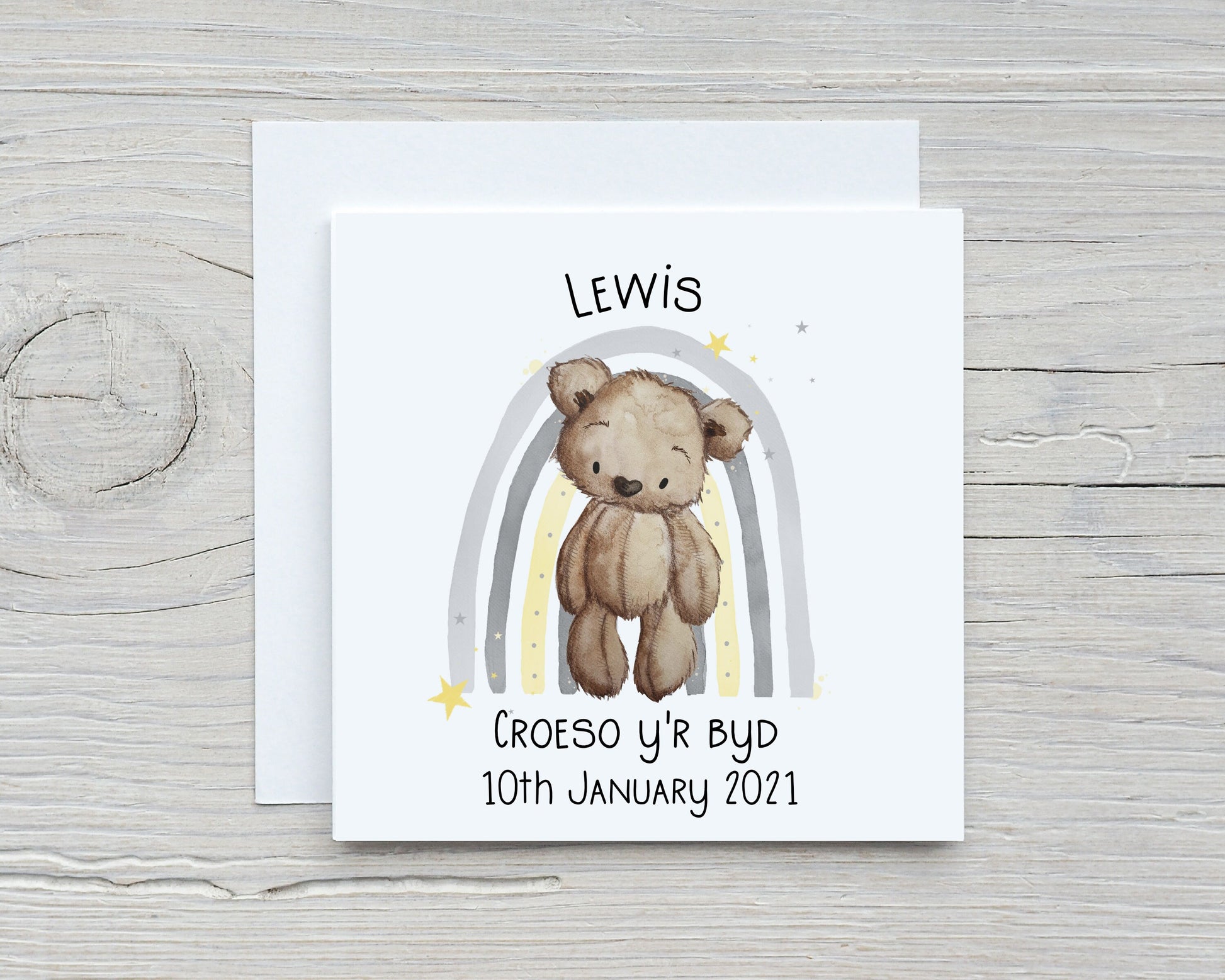 Carden Cymraeg, New Baby, Welsh New Baby Card, Croeso y'r byd, Congratulations New Baby Gift, Cerdyn personol Baban Newydd
