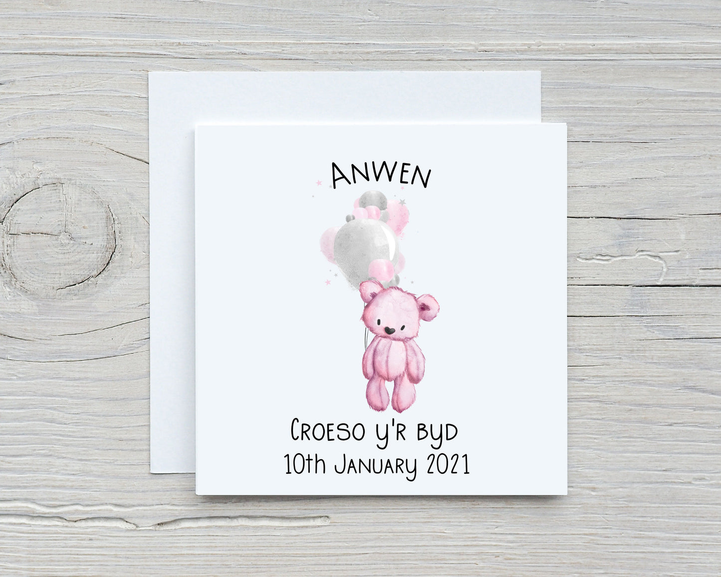 New Baby Card, Welsh New Baby Card, Croeso y'r byd, Congratulations New Baby Gift, Personalised New Baby Girl Card, New Baby Boy Card