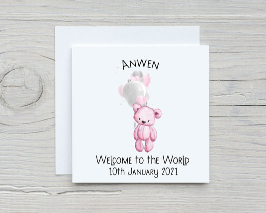 New Baby Card, Personalised New Baby Card, Congratulations New Baby Gift, Personalised New Baby Girl Card, New Baby Boy Card