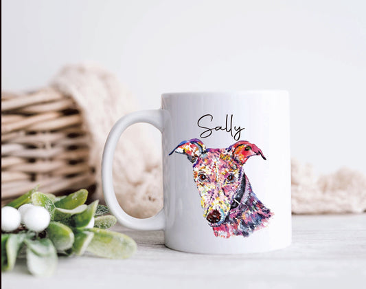 Lurcher Mug, Personalised Lurcher Dog Mug, Lurcher Gifts
