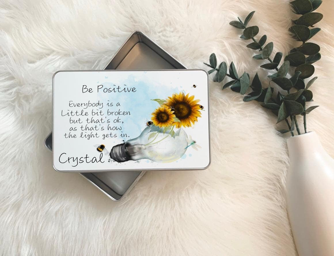 Be Positive Gift, Storage Tin, Gift For Her, For Him, Mental Health Awareness, Positivity Gift, Keepsake Tin, Positivity Tin, Be Positive