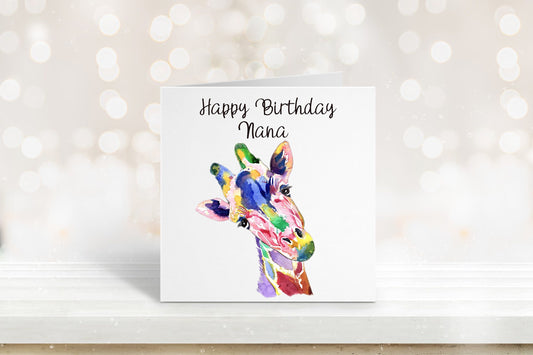 Nan Birthday Card, Personalised Birthday Card, Friend Birthday, Niece, Sister, Sister-in-law, Daughter Birthday Card, Giraffe Birthday Card