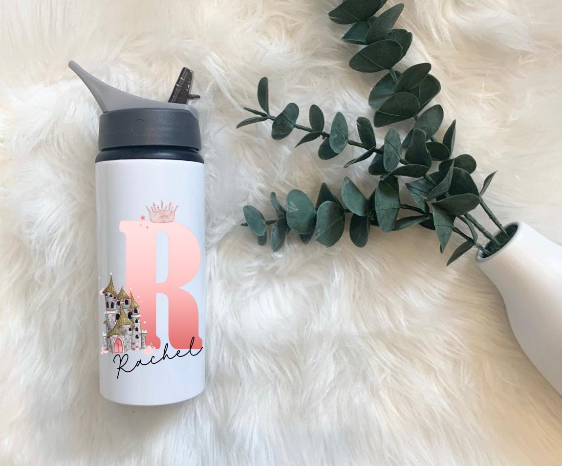 Personalised Water Bottle, Motivational Gift, Water Bottle With Straw, Personalized Gifts, Gift For For Her, Princess Castle, Gift For Girls