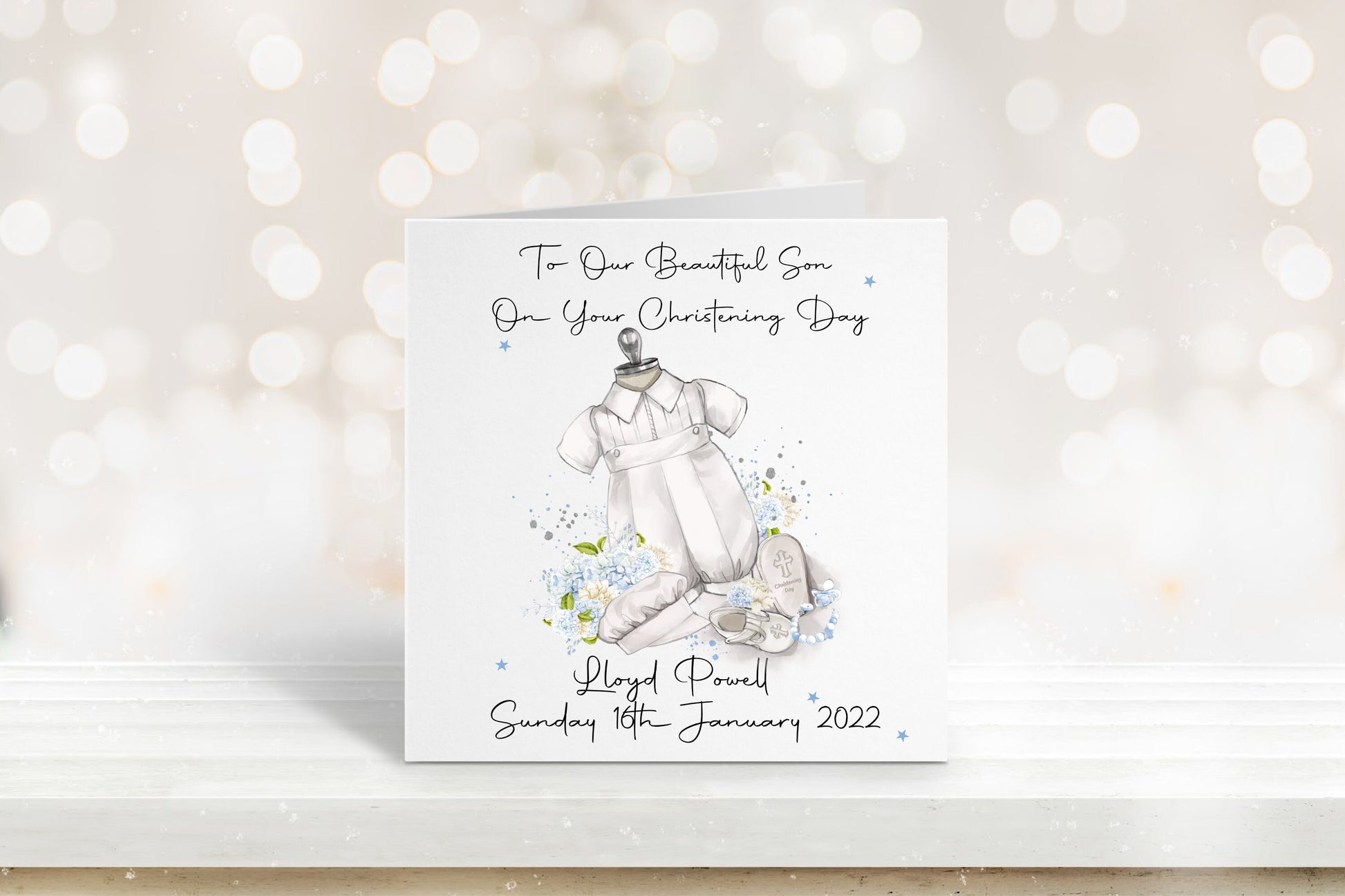Personalised Christening Card, Christening Card For Boys, Christening Card For Grandson, Christening Card For Son, Christening Gifts