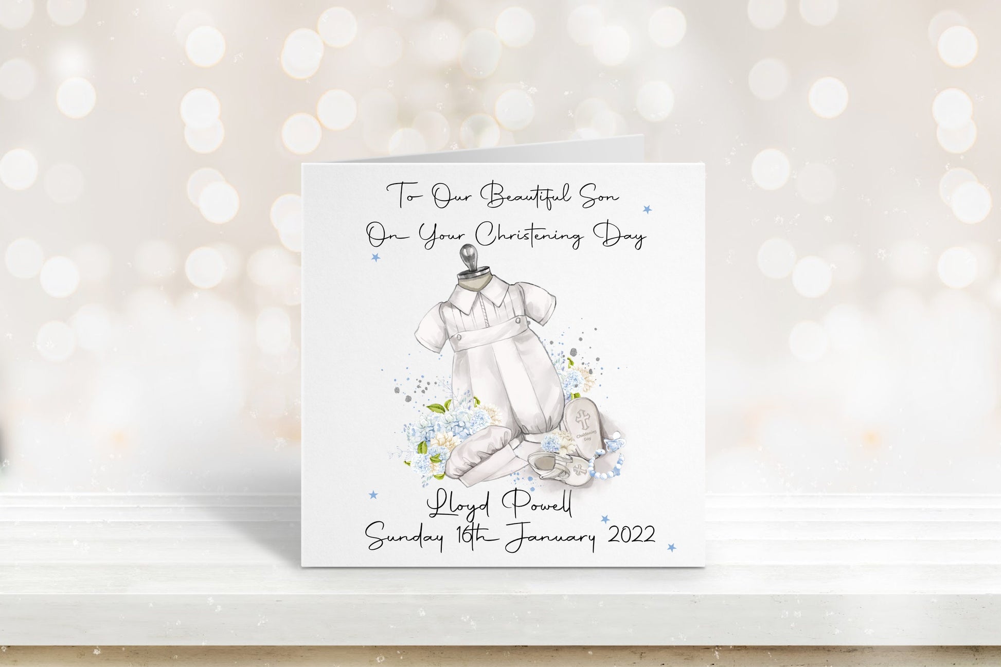 Personalised Christening Card, Christening Card For Boys, Christening Card For Grandson, Christening Card For Son, Christening Gifts
