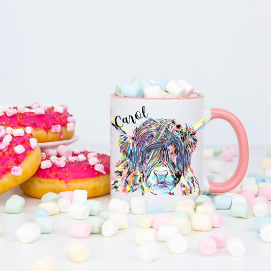 Highland Cow, Personalised Highland Cow Mug, Gift For Her, Gift For Friend, Mug Gift Set