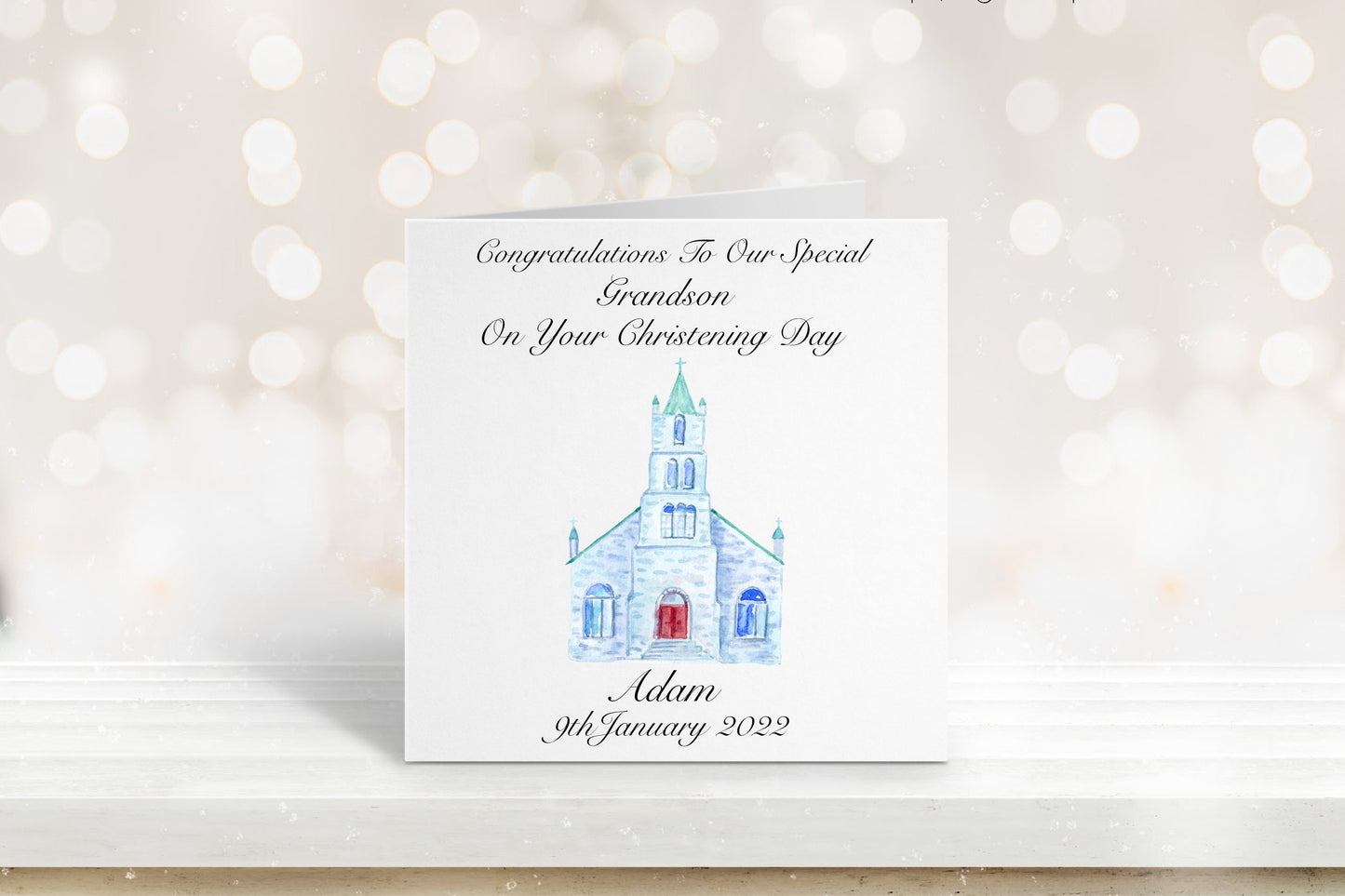 Personalised Christening Card For Son, Christening Card For Grandson, Christening Card Godson, Christening Card For Boys