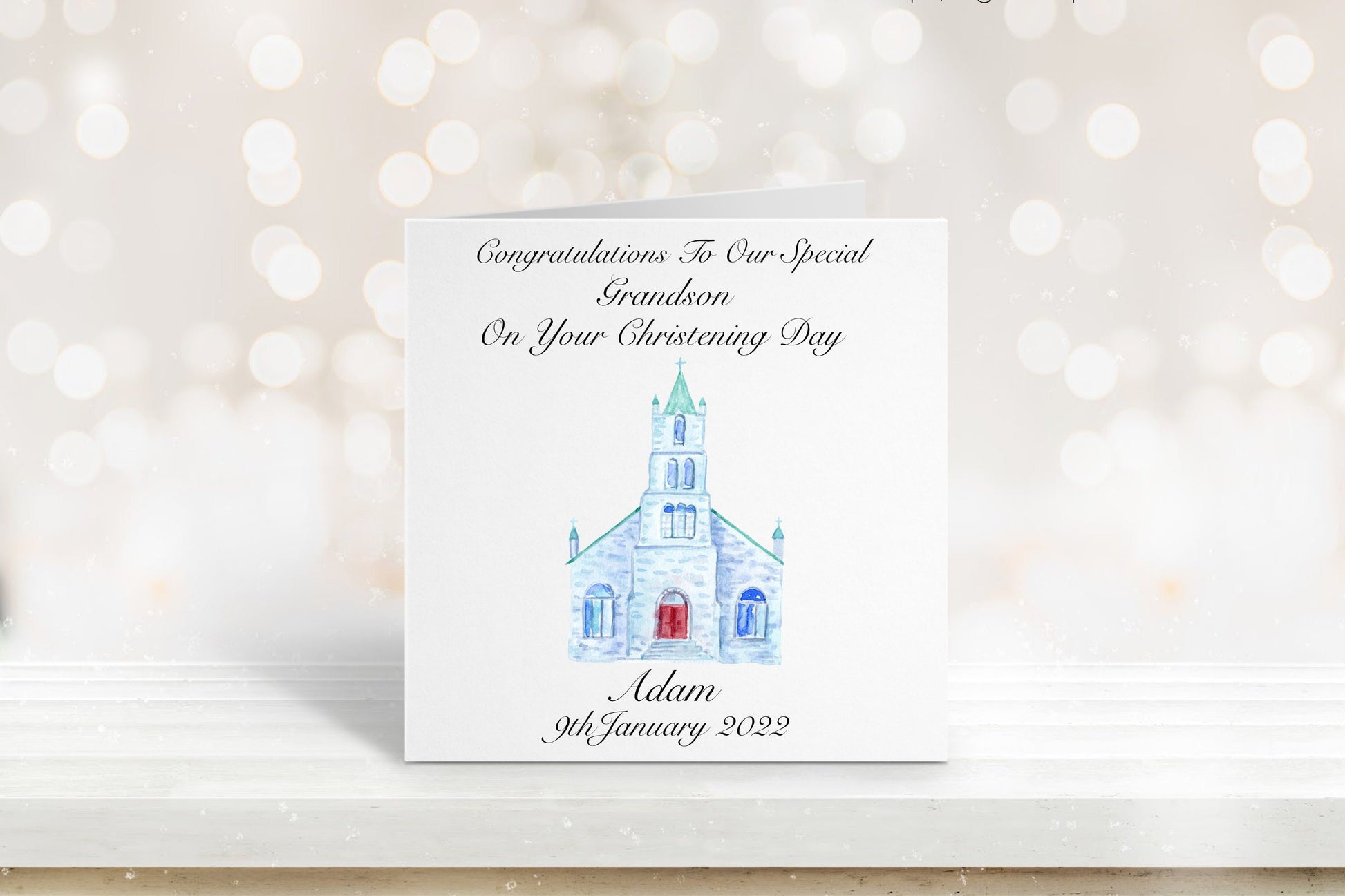Personalised Christening Card For Son, Christening Card For Grandson, Christening Card Godson, Christening Card For Boys