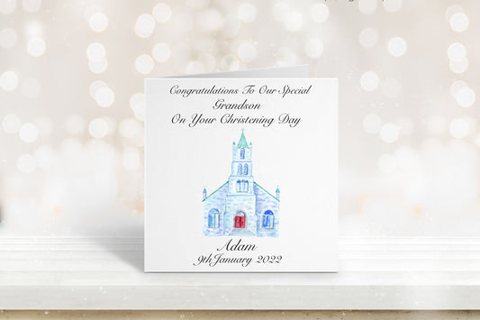 Personalised Christening Card For Grandson, Christening Card For Son, Christening Card Godson, Christening Card For Boys