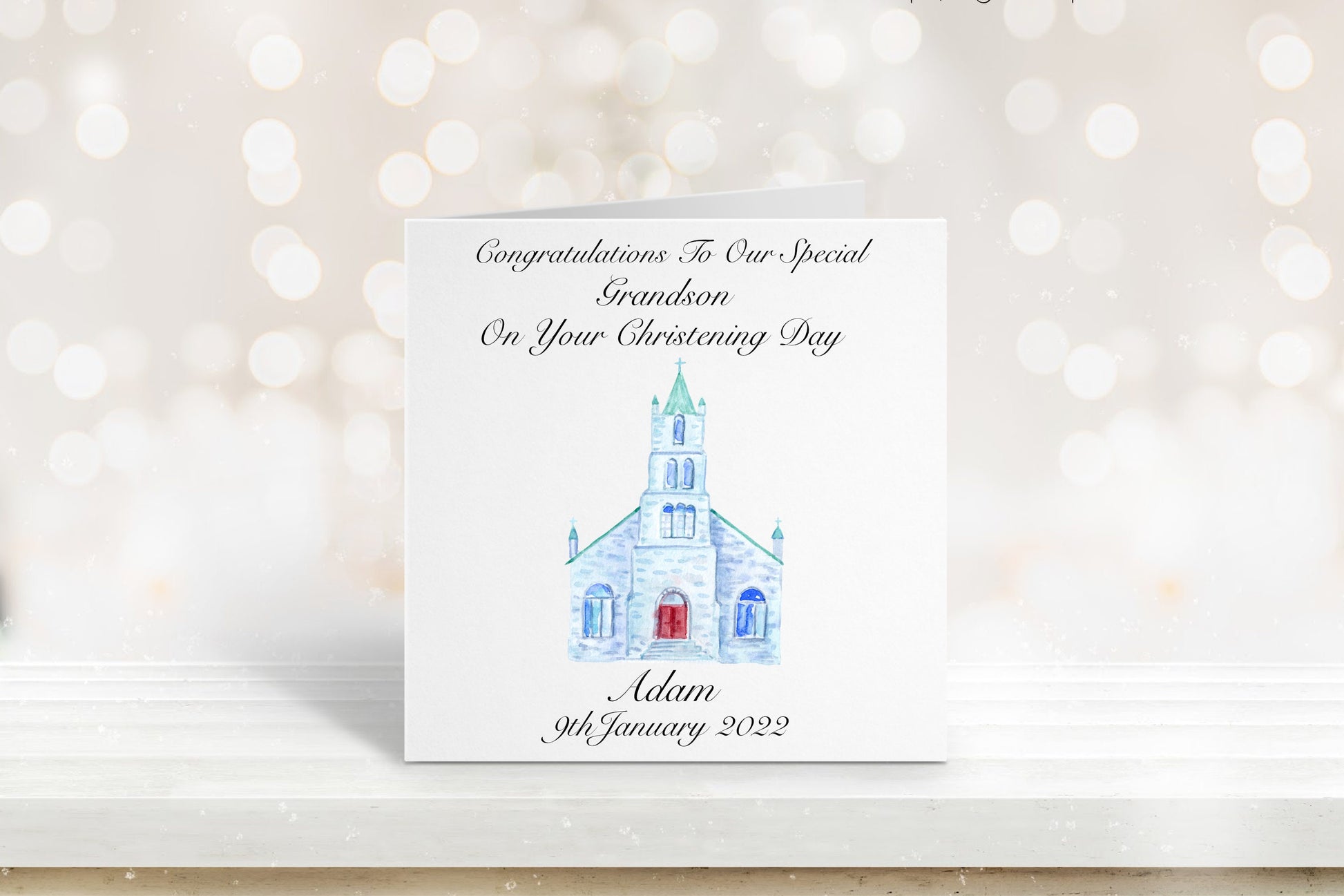 Personalised Christening Card For Son, Christening Card For Grandson, Christening Card Godson, Christening Card For Boys