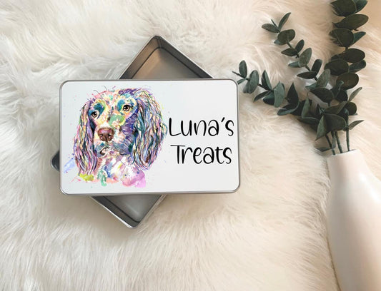 Spaniel Dog Treat Tin, Dog Treat Bag, English Springer Spaniel Gift