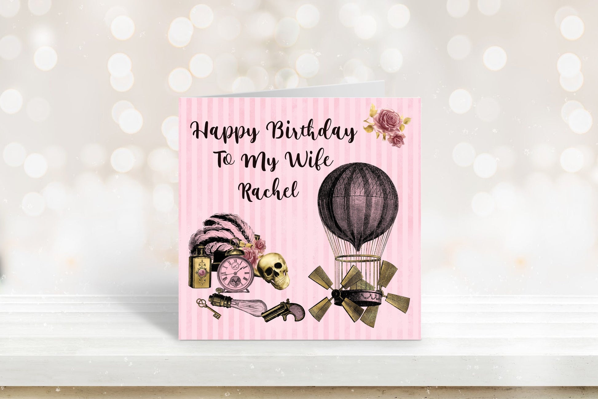 Steam Punk Birthday Card, Wife Birthday Card, Birthday Card For Her, Daughter-In-Law Birthday Card, Fiancé Birthday Card, Girlfriend Card