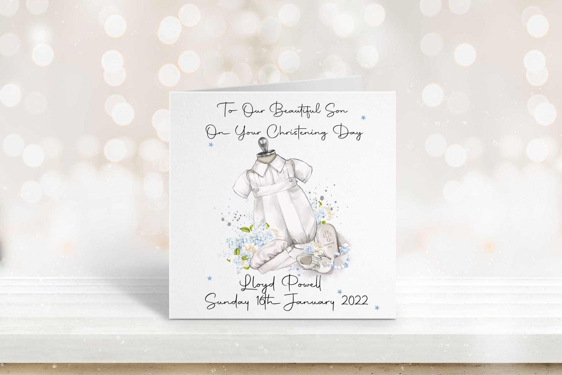 Personalised Christening Card, Christening Card For Boys, Christening Card For Grandson, Christening Card For Son, Christening Gifts
