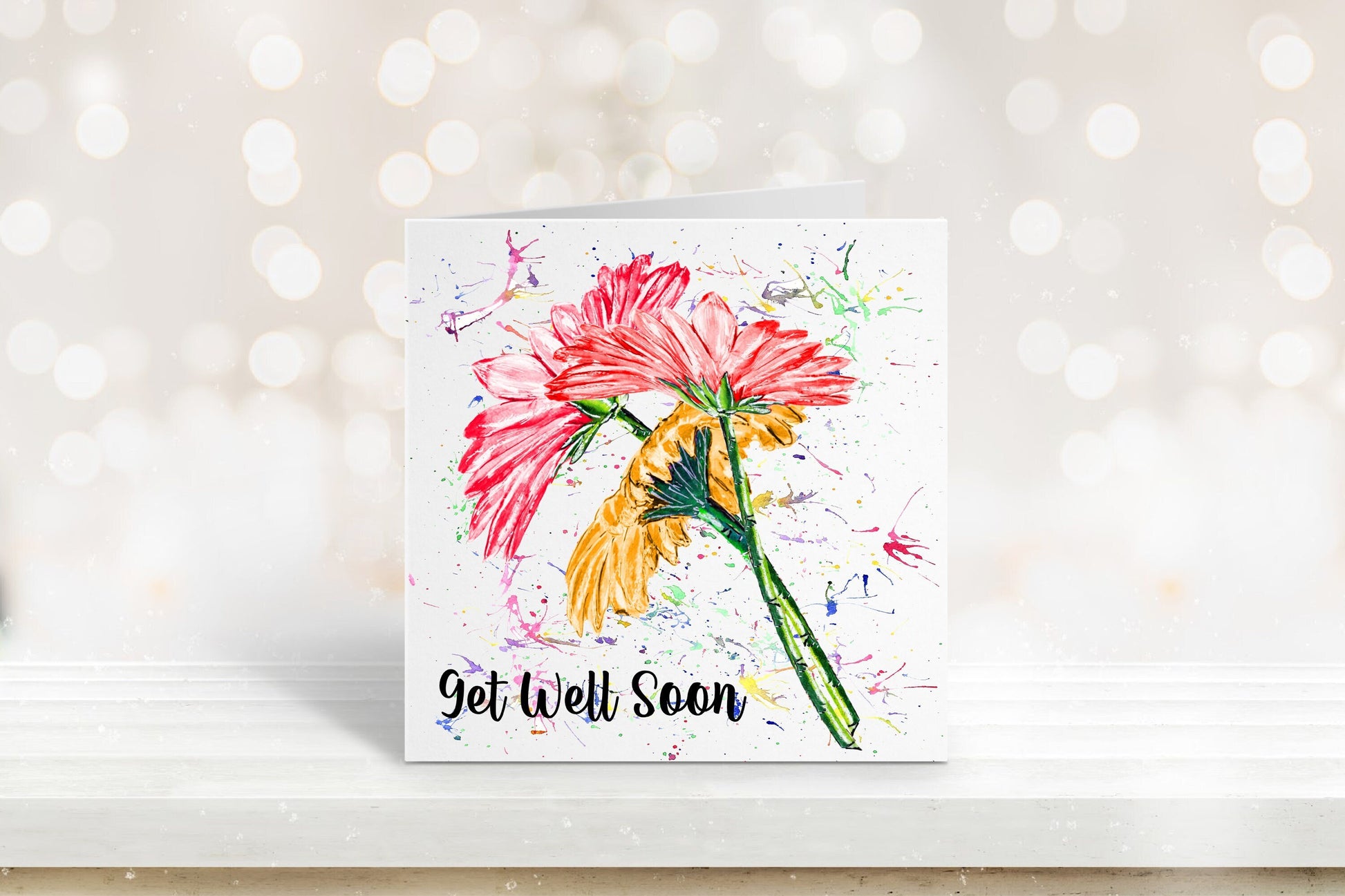 Get Well Soon Card Flower Card, Personalised Get Well Card, Flower Card, Greeting Card, Card For Her, Get Well Card