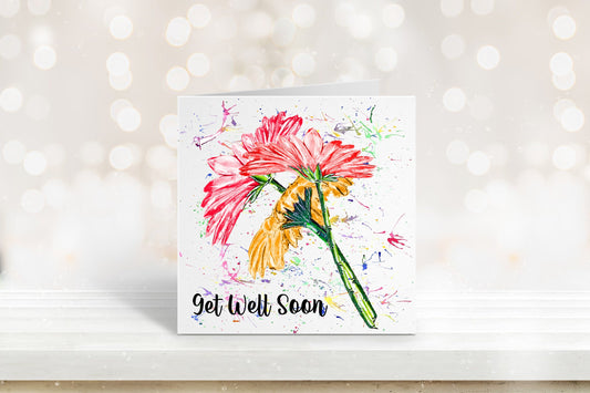 Get Well Soon Card Flower Card, Personalised Get Well Card, Flower Card, Greeting Card, Card For Her, Get Well Card