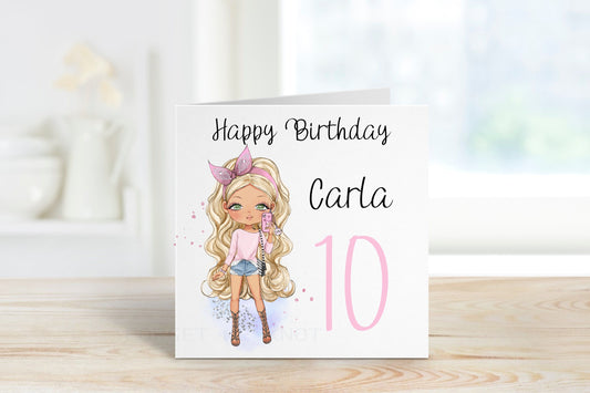 Girls Birthday Card, Daughter Birthday Card, Fashion Girl Birthday Card For Her, Personalised Birthday Cards