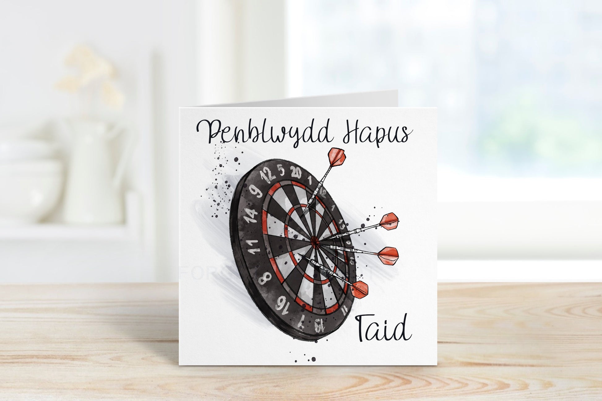 Welsh Birthday Card, Welsh Birthday Card For Dad, Dart Birthday Card, Dart Board Birthday, Welsh Birthday Taid, Personalised Birthday Card