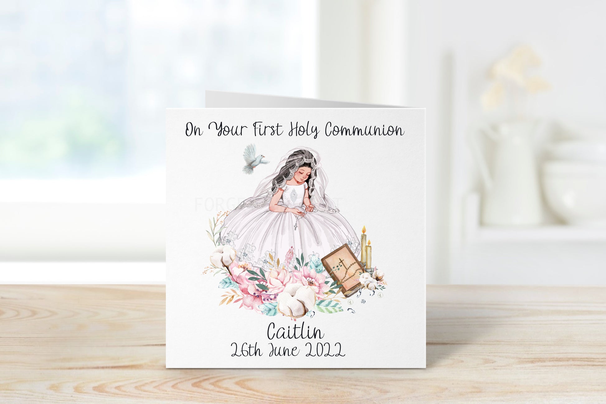 First Holy Communion Card, Holy Communion Card For Girls, Holy Communion Card For Daughter, Holy Communion Card For Granddaughter