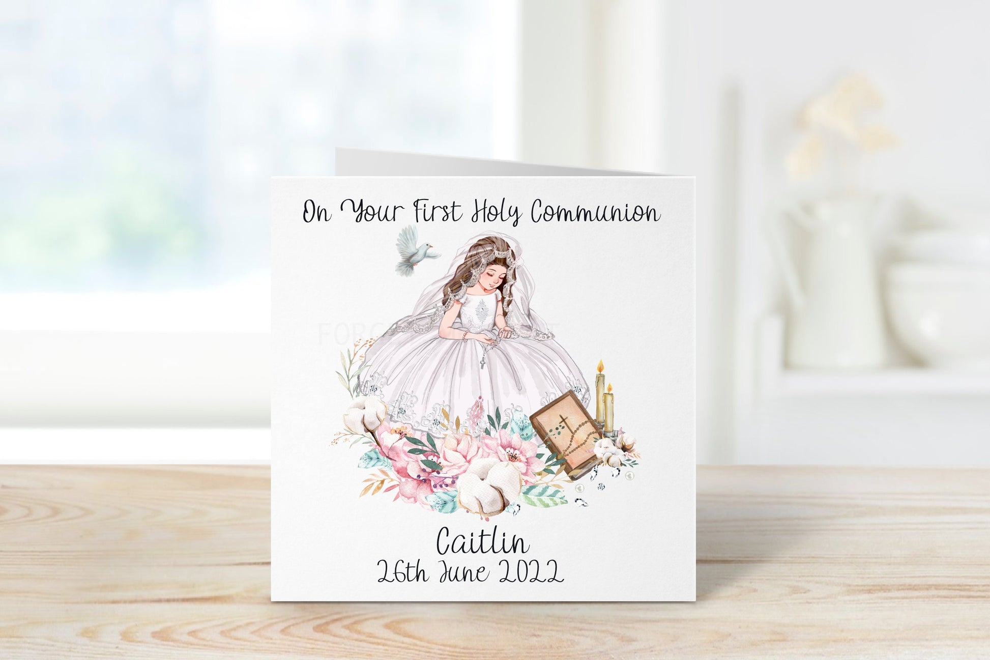 First Holy Communion Card, Holy Communion Card For Girls, Holy Communion Card For Daughter, Holy Communion Card For Granddaughter