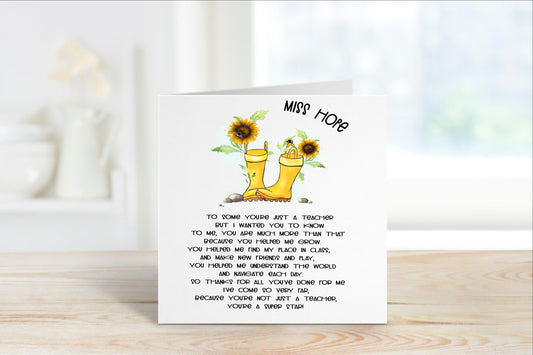 Teacher Card, Personalised Card For Teacher, Thank You Teacher Card, Head Teacher Card, TA Card